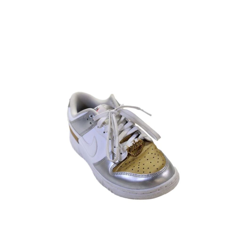 Nike Womens Metallic Leather Dunk Low SE Heirloom Sneakers White Size 8